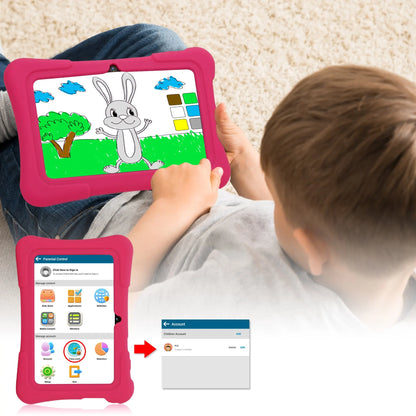 Tableta para niños PRITOM de 7 pulgadas con Android 10 de cuatro núcleos y 32 GB con WiFi y Bluetooth, software educativo instalado 