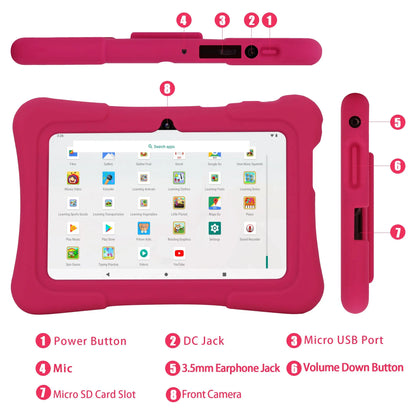 Tableta para niños PRITOM de 7 pulgadas con Android 10 de cuatro núcleos y 32 GB con WiFi y Bluetooth, software educativo instalado 