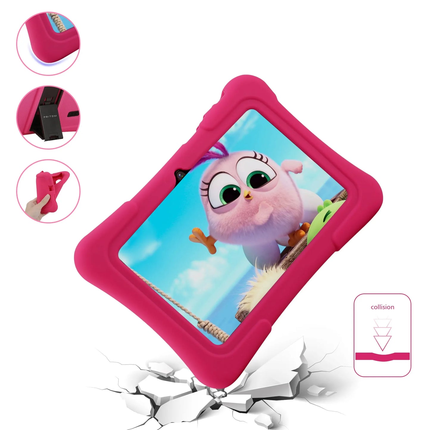 Tablette pour enfants PRITOM 7 pouces Quad Core Android 10 32 Go WiFi Bluetooth Logiciel éducatif installé